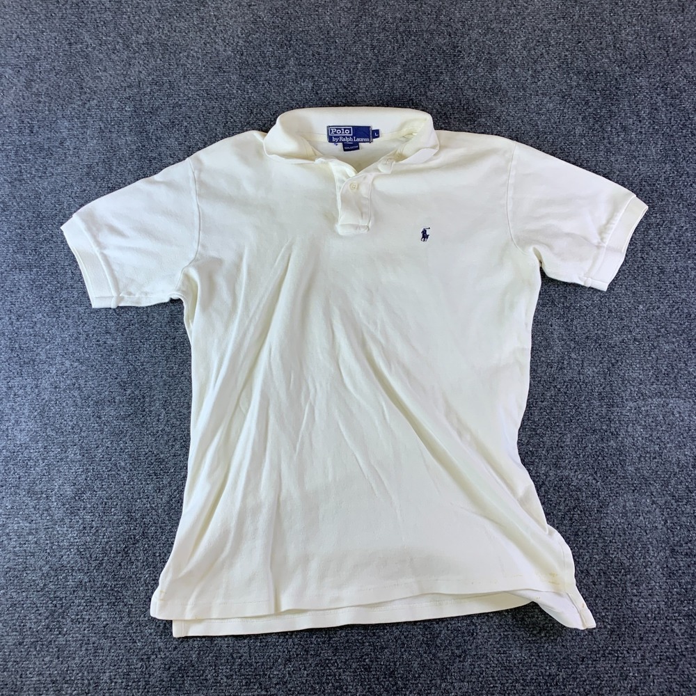 Polo Ralph Lauren Golf Shirt Mens L White Good Cotton Pique Logo Athleisure